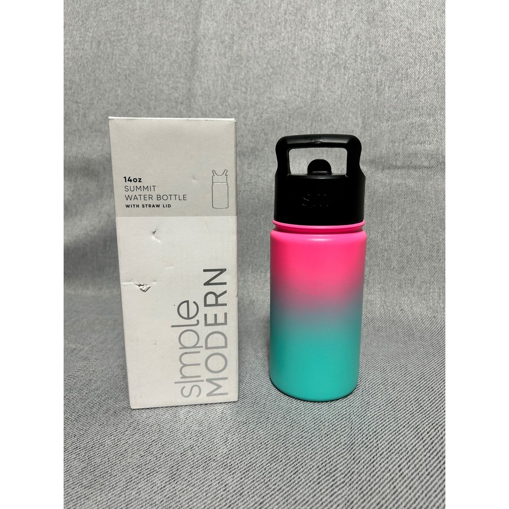 Simple Modern Summit Water Bottle Kids 14oz Pink Teal Sorbet Insulated Straw Lid